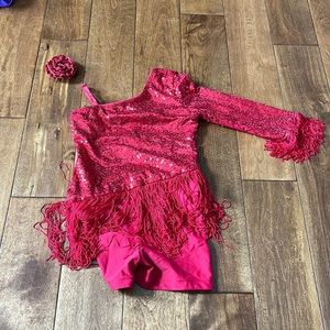 red tap/ jazz/ ballroom costume with fringe